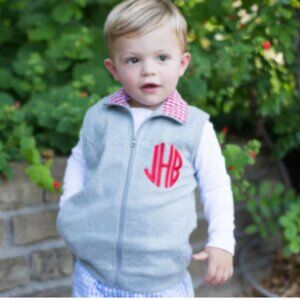 Love That Cotton Vest - Gray with Red Gingham Accent